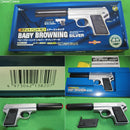 【新品】【お取り寄せ】[MIL] クラウンモデル ポケットハンドガン エアーコッキング No.15 ベビーブローニングシルバー サイレンサー付 (10歳以上専用)(20161207)