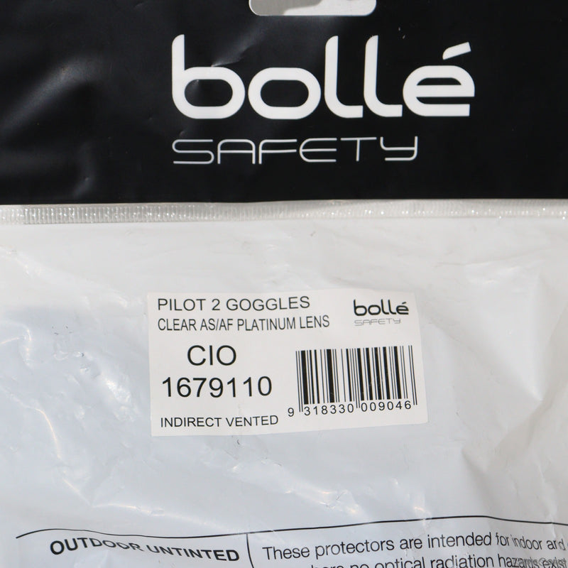 【新品即納】[MIL]bolle SAFETY(ボレーセーフティ) PILOT2(パイロット2) クリアレンズ ゴーグル Indirect Vented(1679110)(20230408)