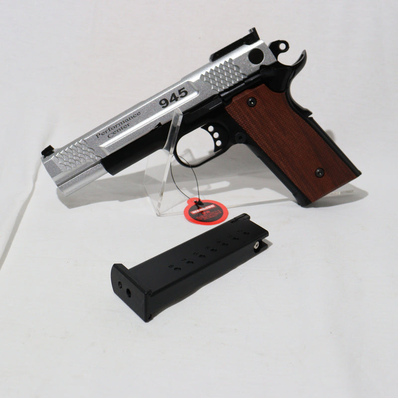 【新品即納】[MIL]DOUBLE BELL(ダブルベル) ガスブローバック S&W(スミスアンドウエッソン) M945 SV(シルバー) 樹脂スライド版(No.784Y-1) (18歳以上専用)(20240612)