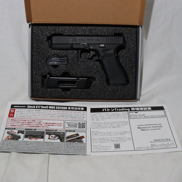 【中古即納】[MIL]BATON airsoft(バトンエアソフト) CO2ガスブローバック GLOCK(グロック) G17 Gen5 MOS CO2GBB【JASG認定】(G17-GEN5-MOS) (18歳以上専用)(20240516)