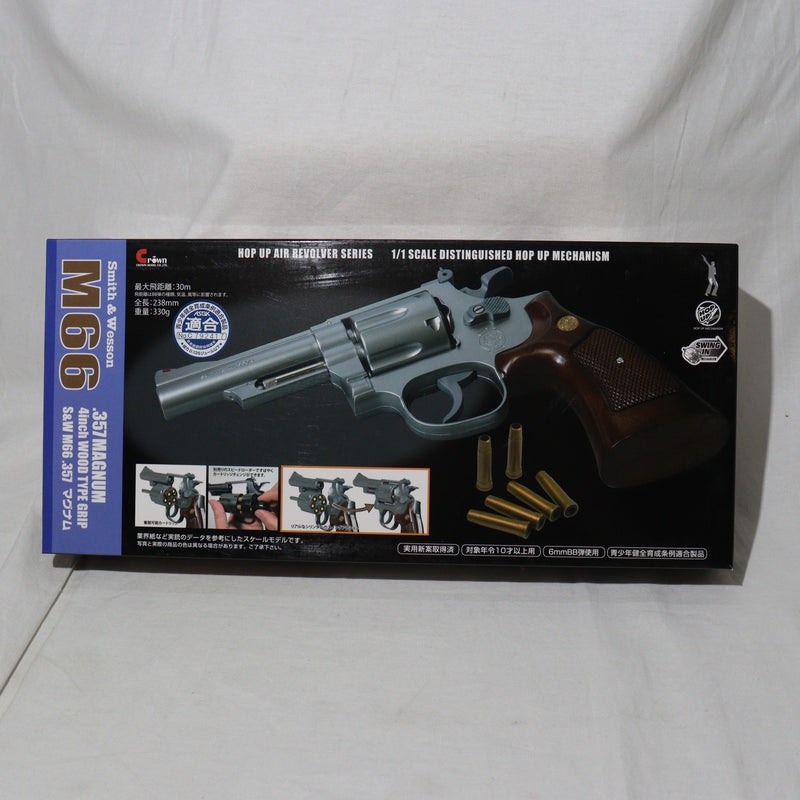 【中古即納】[MIL]クラウンモデル ホップアップエアリボルバー S&W(スミスアンドウエッソン) M66.357マグナム 4インチ ウッドタイプグリップ(No.22) (10歳以上専用)(20211210)