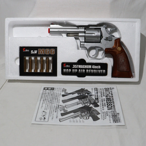 【中古即納】[MIL]クラウンモデル ホップアップエアリボルバー S&W(スミスアンドウエッソン) M66.357マグナム 4インチ ウッドタイプグリップ(No.22) (10歳以上専用)(20211210)