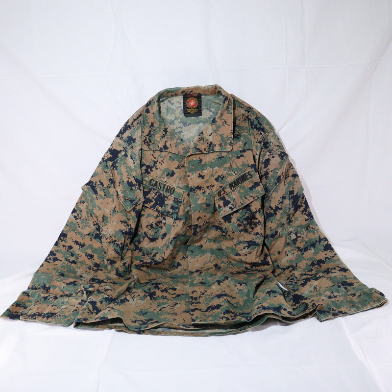 【中古即納】[MIL] AMERICAN APPAREL INC. USMC BDUジャケット サイズUS.M-R ウッドランドマーパット(20150223)