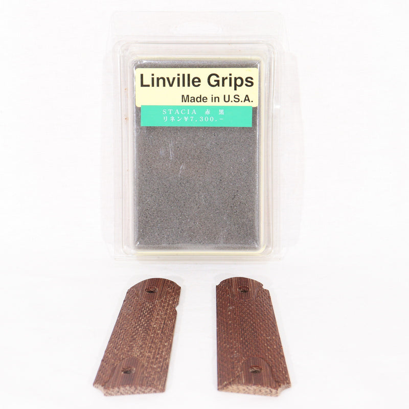 【中古即納】[MIL] Linville Grips ガバメント用 リネンマイカルタ製グリップ ダイヤチェッカーSTACIA レッド・ブラック(20150223)