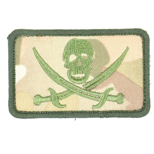 【中古即納】[MIL] ノーブランド ジョリー・ロジャー 刺繍ベルクロパッチ マルチカム・グリーン(20150223)