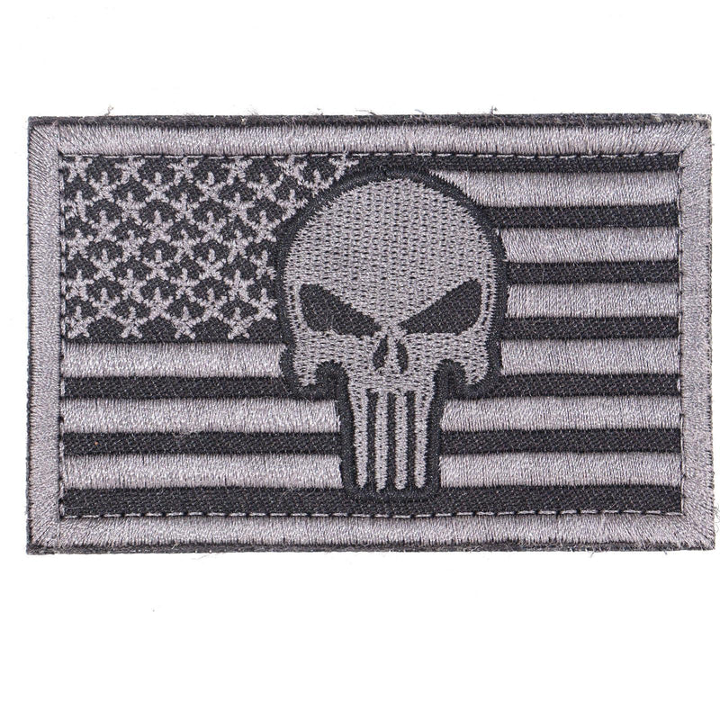 【中古即納】[MIL] ノーブランド 星条旗/パニッシャースカル 刺繍ベルクロパッチ BK(ブラック/黒)(20150223)