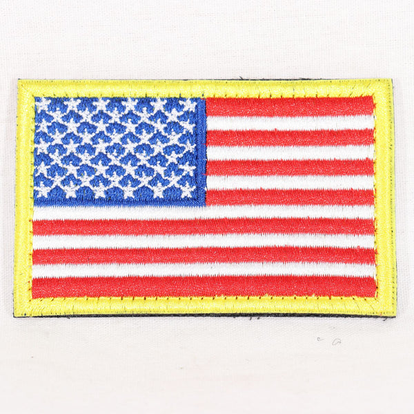 【中古即納】[MIL] ノーブランド 星条旗 刺繍ベルクロパッチ ゴールドリム(20150223)