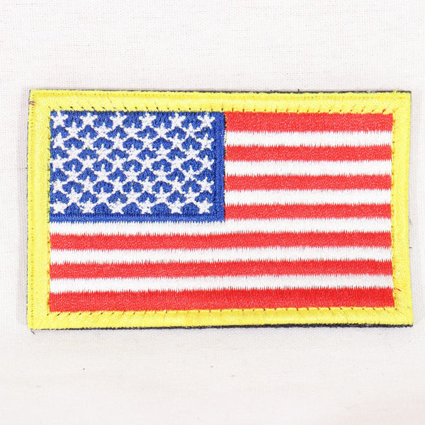 【中古即納】[MIL] ノーブランド 星条旗 刺繍ベルクロパッチ ゴールドリム(20150223)