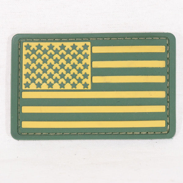 【中古即納】[MIL] ノーブランド 星条旗 PVCベルクロパッチ イエロー・グリーン(20150223)
