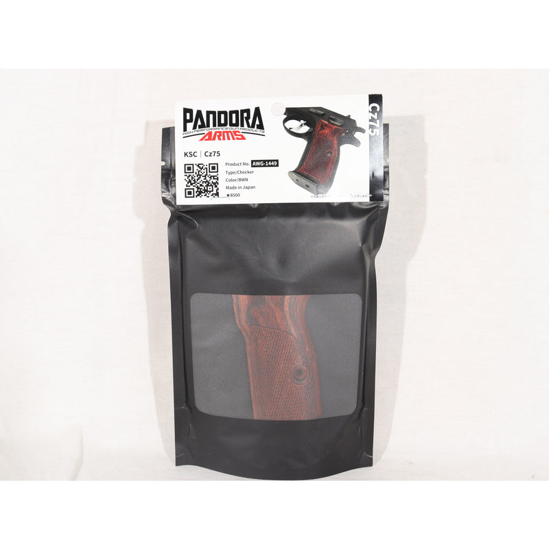 【中古即納】[MIL] PANDORA ARMS(パンドラアームズ) KSC CZ75用 ウッドグリップ チェッカー ブラウン(AWG-1449)(20150223)