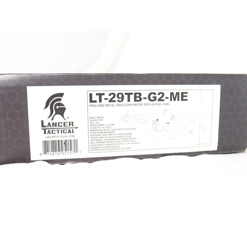 【中古即納】[MIL] Lancer Tactical(ランサータクティカル) 電動アサルトライフル LT-29 エンフォーサー MOD Alpha スケルトン DE(デザート)(LT-29TB-G2-ME-J) (18歳以上専用)(20200626)