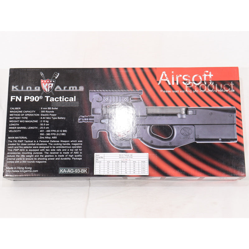 【中古即納】[MIL] KingArms(キングアームズ) 電動サブマシンガン FN P90 タクティカル MOSFET搭載Ver. BK(ブラック/黒)(KA-AG-93-BK) (18歳以上専用)(20150223)