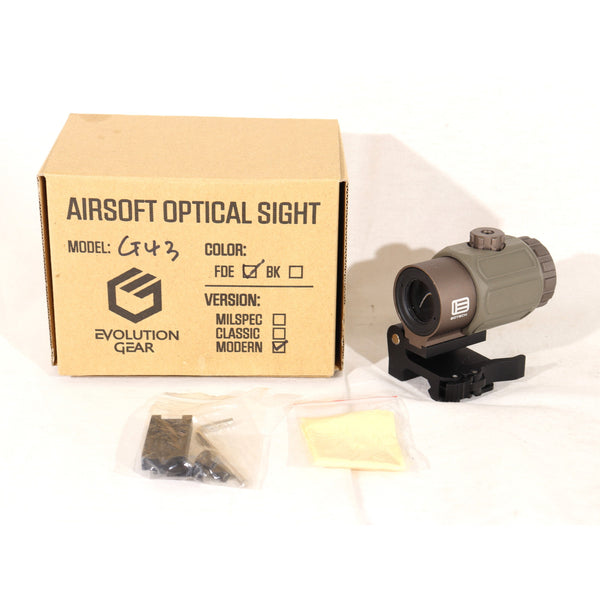 【中古即納】[MIL] EVOLUTION GEAR(エボリューションギア) EOTechタイプ G43 マグニファイア 3倍ブースター FDE(フラットダークアース)(2022年新価格版)(20220909)