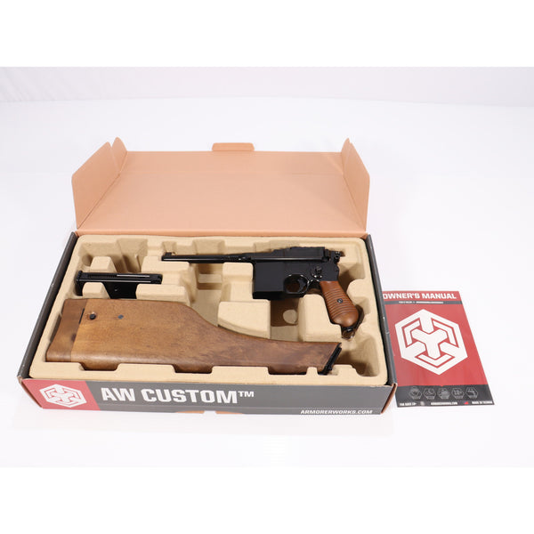 【中古即納】[MIL] ARMORER WORKS(アーモリーワークス) ガスブローバック モーゼル M712 フェイクウッド(ストックホルスター付)(AW-MC0100-JP) (カスタム品) (18歳以上専用)(20220717)