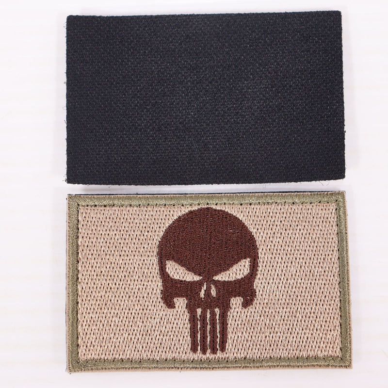 【中古即納】[MIL] ノーブランド パニッシャースカル 刺繍ベルクロパッチ サンド/グリーン(20150223)