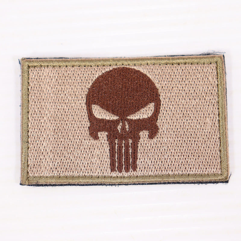 【中古即納】[MIL] ノーブランド パニッシャースカル 刺繍ベルクロパッチ サンド/グリーン(20150223)