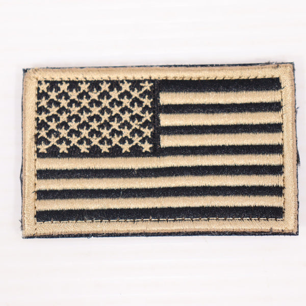 【中古即納】[MIL] ノーブランド 星条旗 刺繍ベルクロパッチ サンド/ブラック(20150223)