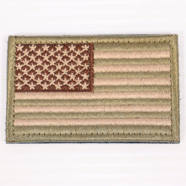 【中古即納】[MIL] ノーブランド 星条旗 刺繍ベルクロパッチ グリーン/カーキ(20150223)