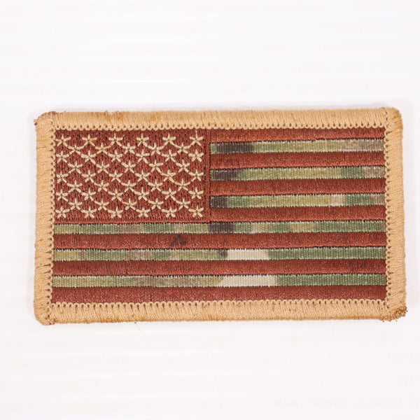 【中古即納】[MIL] ノーブランド 星条旗 刺繍ベルクロパッチ マルチカム/カーキ(20150223)