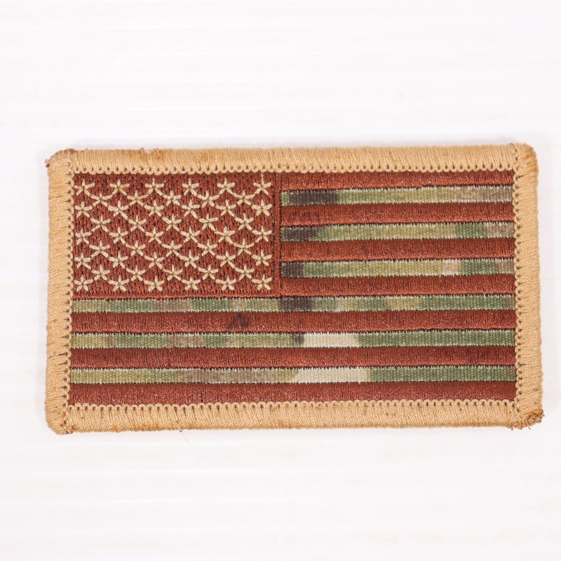 【中古即納】[MIL] ノーブランド 星条旗 刺繍ベルクロパッチ マルチカム/カーキ(20150223)