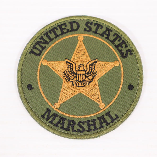【中古即納】[MIL] ノーブランド US MARSHAL 刺繍ベルクロパッチ OD(オリーブドラブ)(20150223)