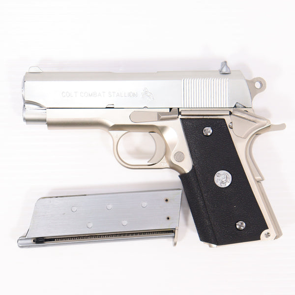 【中古即納】[MIL] MGC ガスブローバック コルト コンバットスタリオン オールシルバー ABS マグナブローバック (18歳以上専用)(20150223)