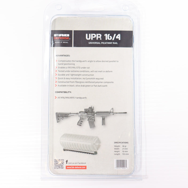 【中古即納】[MIL] FAB-Defense(ファブディフェンス) UPR16/4 ユニバーサルピカティニーレイル M16/M4 スタンダードハンドガード対応 BK(ブラック/黒)(20150223)