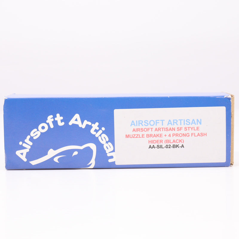 【中古即納】[MIL] Airsoft Artisan(エアソフト・アルチザン) SUREFIREタイプ WARDEN ブラストディフューザー & FH556RC-1 スチールフラッシュハイダー BK(ブラック/黒)(AA-SIL-02-BK-A)(20150223)
