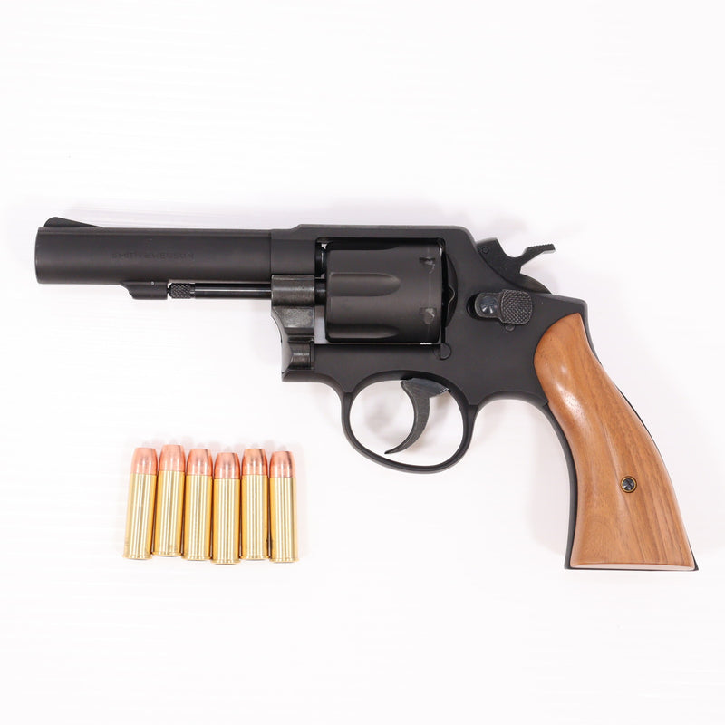 【中古即納】[MIL] マルシン工業 ガスリボルバー 6mmBB Xカート S&W(スミスアンドウェッソン) M10 ミリタリー&ポリス ブラックHW(ヘビーウェイト) スムース木製グリップ仕様 (18歳以上専用)(20220917)