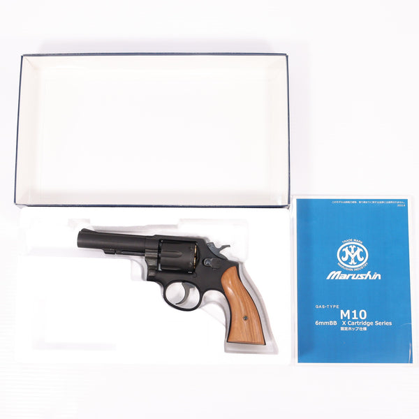 【中古即納】[MIL] マルシン工業 ガスリボルバー 6mmBB Xカート S&W(スミスアンドウェッソン) M10 ミリタリー&ポリス ブラックHW(ヘビーウェイト) スムース木製グリップ仕様 (18歳以上専用)(20220917)
