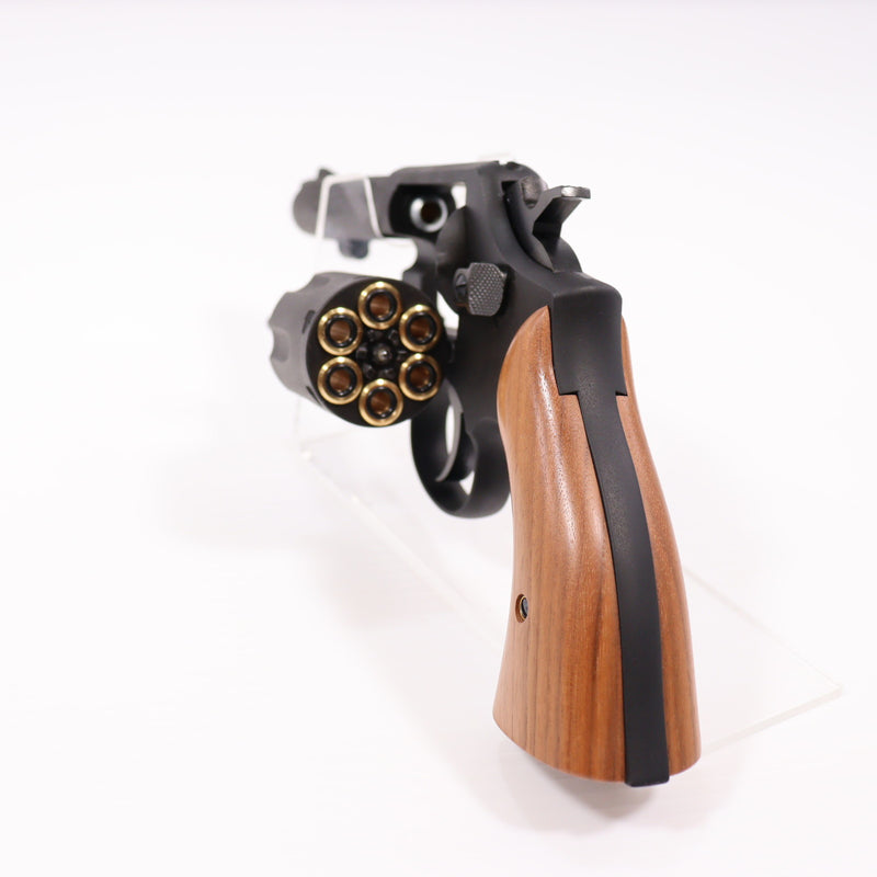 【中古即納】[MIL] マルシン工業 ガスリボルバー 6mmBB Xカート S&W(スミスアンドウェッソン) M10 ミリタリー&ポリス ブラックHW(ヘビーウェイト) スムース木製グリップ仕様 (18歳以上専用)(20220917)