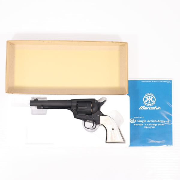 【中古即納】[MIL] マルシン工業 ガスリボルバー 6mmBB Xカート式 コルト シングルアクションアーミー .45 1st Gen. Late アーティラリー 5.5インチ ブラックHW(ヘビーウエイト) パールプラグリップ (18歳以上専用)(20221222)
