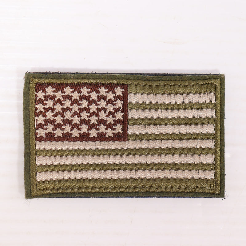【中古即納】[MIL] ノーブランド 星条旗 刺繍ベルクロパッチ カーキ/グリーン(20150223)