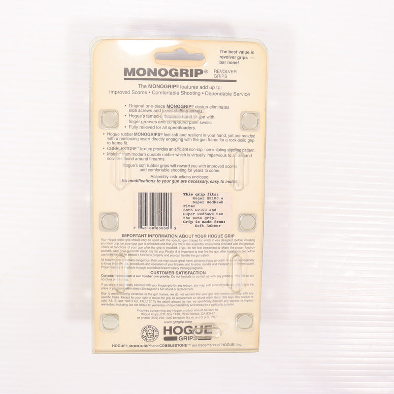 【中古即納】[MIL] HOGUE(ホーグ) MONOGRIP ラバーグリップ for ルガー GP100/スーパーレッドホーク(80000)(20150223)
