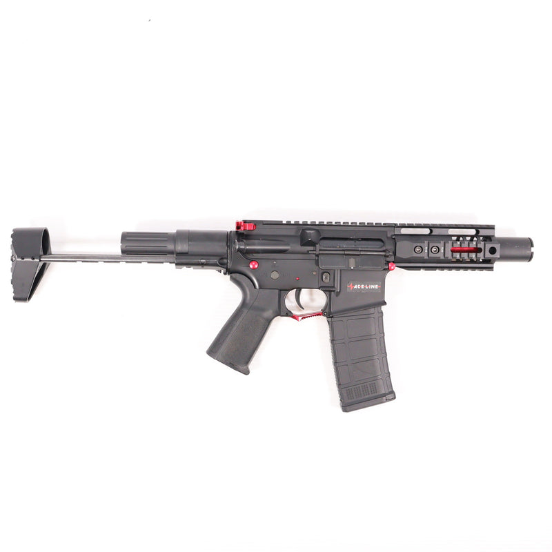 【中古即納】[MIL] DMT 電動アサルトライフル AR-15 PDW BLACK DWARF ACELINE(AR-15 PDW ブラック ドワーフ エースライン)(DMT-03) (カスタム品) (18歳以上専用)(20150223)