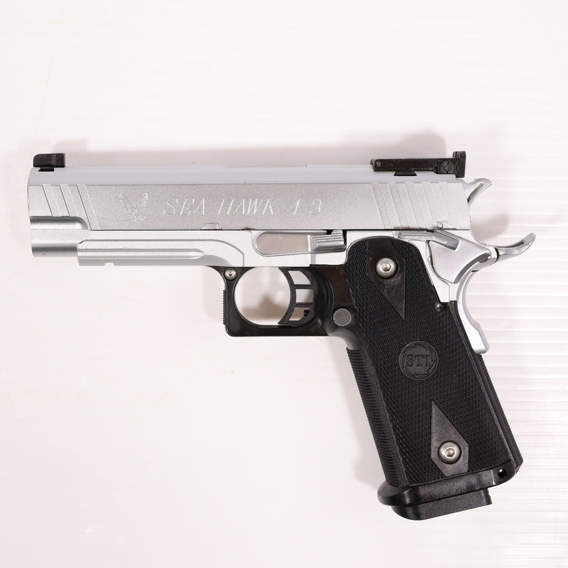 【中古即納】[MIL] KSC ガスブローバック STI シーホーク4.3 シルバー リミテッド ABS (18歳以上専用)(20150223)