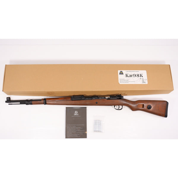 【中古即納】[MIL] DOUBLE BELL(ダブルベル) エアーライフル Kar98k 排莢式エアコッキングガン 専用カート5発付き リアルウッド版(No.101A) (18歳以上専用)(20150223)