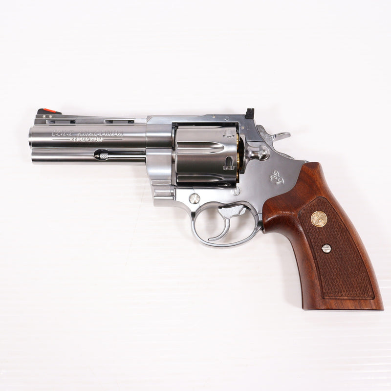 【中古即納】[MIL] マルシン工業 ガスリボルバー 6mmBB 新型パッキンリアルXカートリッジ コルト アナコンダ 4インチ シルバー ABS 木製グリップ付 (18歳以上専用)(20240930)
