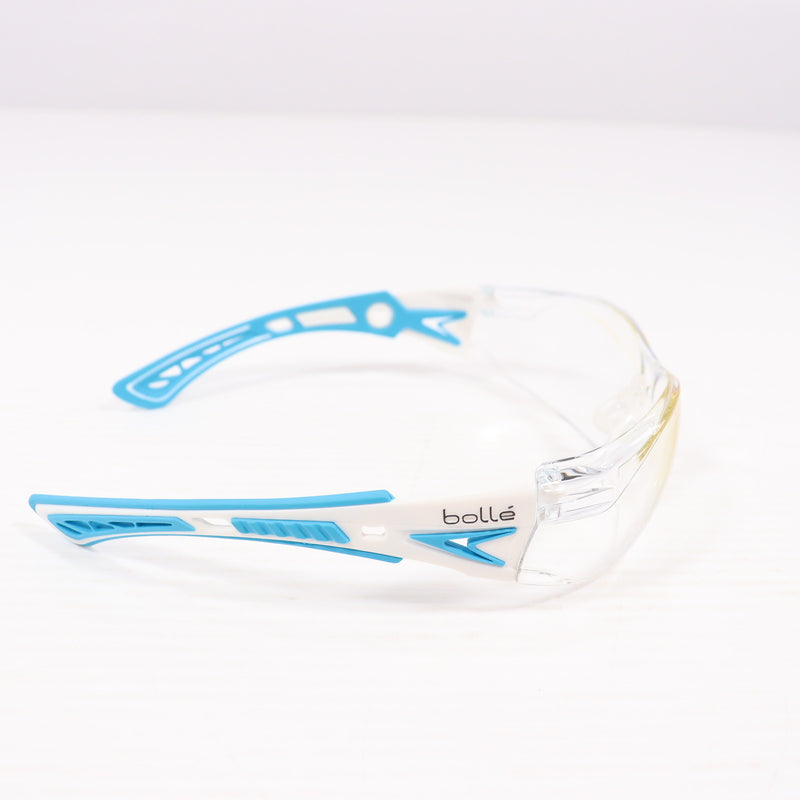 【中古即納】[MIL] Bolle(ボレー) RUSH Plus(ラッシュプラス) ホワイト×ブルーフレーム クリアレンズ(PSSRUSPA05)(20150223)