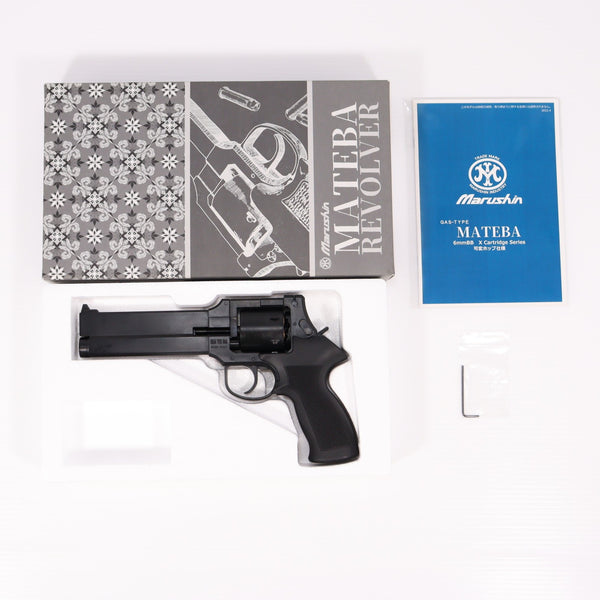 【中古即納】[MIL] マルシン工業 ガスリボルバー 6mmBB Xカートリッジ マテバ 6インチ マットブラックABS ブラックラバー塗装プラグリップ仕様 (18歳以上専用)(20230421)