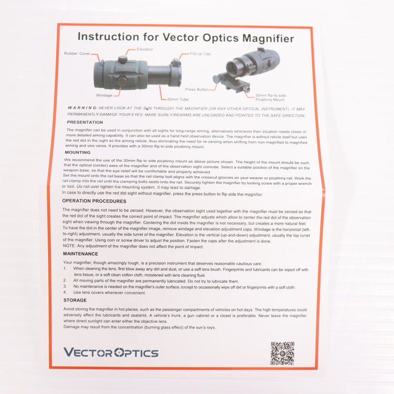 【中古即納】[MIL] VECTOR OPTICS(ベクターオプティクス) Maverick(マーベリック) 3×26 マグニファイア/フリップサイドマウント(SCMF-10)(20150223)
