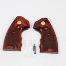 【中古即納】[MIL] Altamont(アルタモント) コルトパイソン用 オーバーサイズ 木製グリップ フィンガーグルーブ チェッカー COLTメダリオン レッド(20150223)