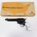 【中古即納】[MIL] マルシン工業 ガスリボルバー 6mmBB 新型パッキンXカートリッジ コルト SAA.45 1st Gen. Late アーティラリー マットブラックABS パールプラグリップ仕様 (18歳以上専用)(20251031)