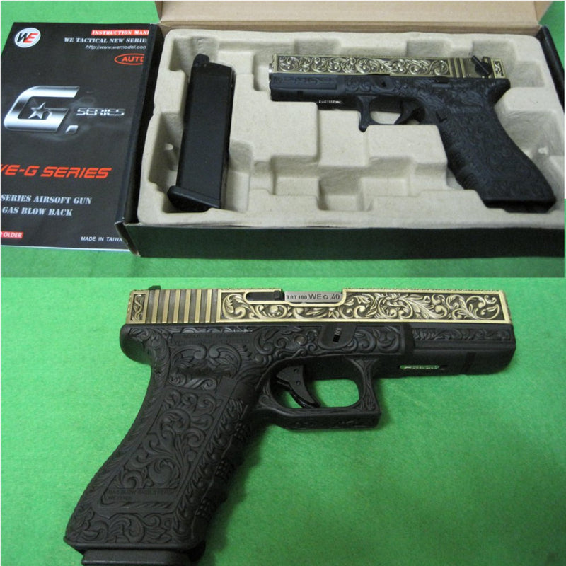 【中古即納】[MIL]WE ガスブローバック G18C Classic Floral Pattern GBB Pistol / Bronze (18歳以上専用)()