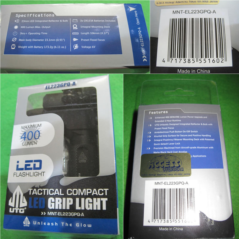 【新品即納】[MIL]UTG New Gen 400 Lumen Compact Grip Light with QD Mount(Gen400ルーメンコンパクトグリップライト/wQDマウント)(MNT-EL223GPQ-A)(20160518)