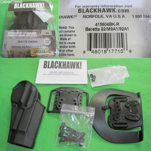 【新品即納】[MIL]BLACKHAWK!(ブラックホーク) スポーツスター スタンダード CQC コンシールメント ホルスター ベレッタ92/96 ブラック 右利き用(#BPG-CQC415604-bk-r)(20150730)