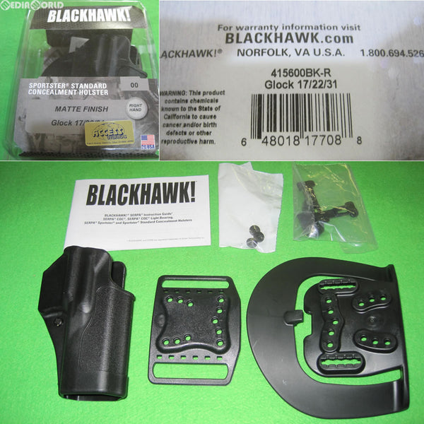 【新品即納】[MIL]BLACKHAWK!(ブラックホーク) スポーツスター スタンダード CQC コンシールメント ホルスター グロック17/22 ブラック 右利き用(#BPG-CQC415600-bk-r)(20150730)