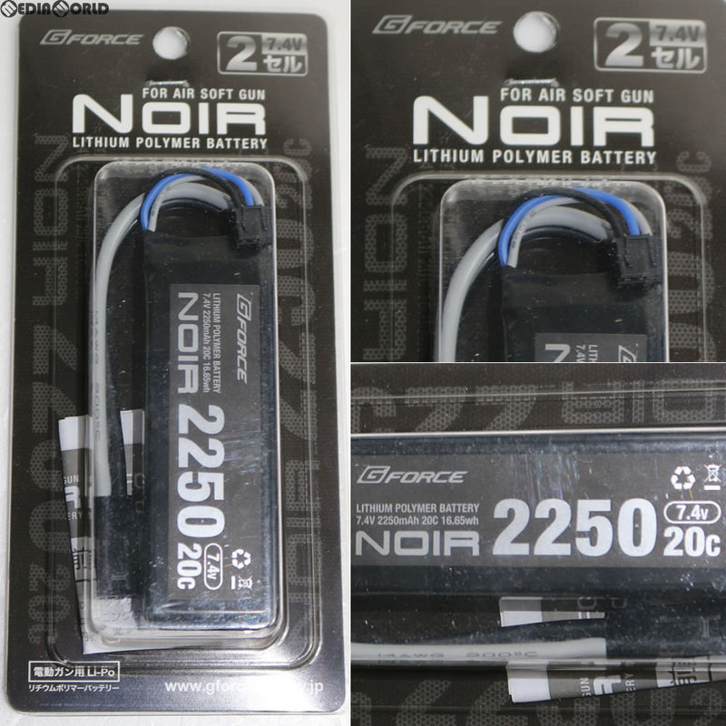 【新品】【お取り寄せ】[MIL]G FORCE(ジーフォース) 電動ガン用リポバッテリー Noir(ノワール) LiPo 7.4V 2250mAh 20C ミニS互換サイズ(GFG904)(20170501)