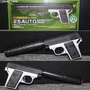 【新品】【お取り寄せ】[MIL]クラウンモデル ポケットハンドガン エアーコッキング No.17 25オート シルバーフレーム サイレンサー付 (10歳以上専用)(20181012)