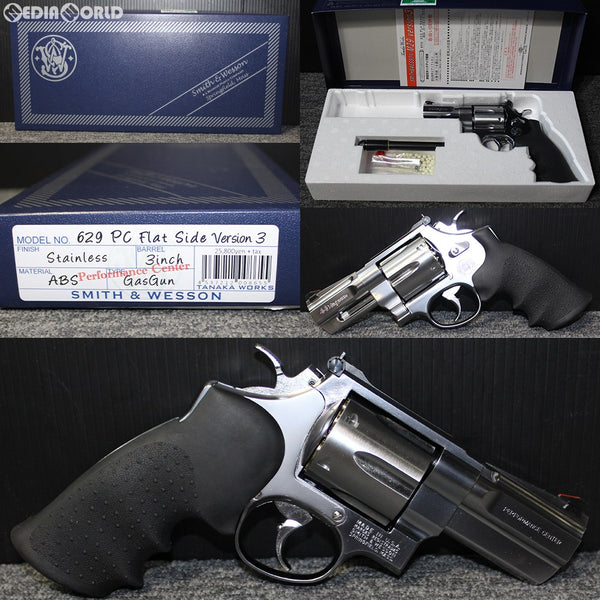 【新品即納】[MIL]タナカワークス ガスリボルバー S&W(スミスアンドウエッソン) M629 PC Flat Side(パフォーマンスセンター フラットサイド) ステンレス 3インチ Ver.3 (18歳以上専用)(20190117)